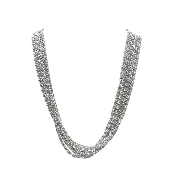 Vintage Sarah Coventry Multi Strand Silver Tone Chain Necklace 16 in - Picture 1 of 5